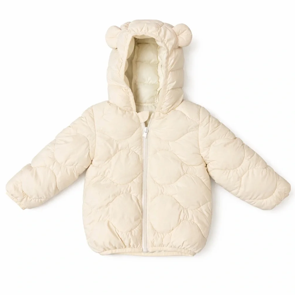 Hooded Quilted Puffer Jacket With Bear Ears